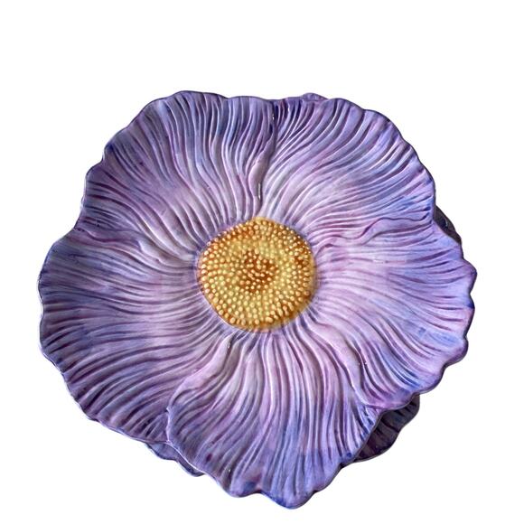 Maxcera Purple Floral Ceramic Dinner Plates 10in Set of 4 Spring New - Picture 14 of 15